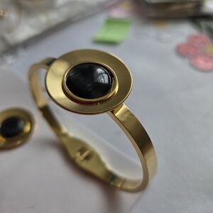 18k gold plated stainless steel Black and Gold Bracelets